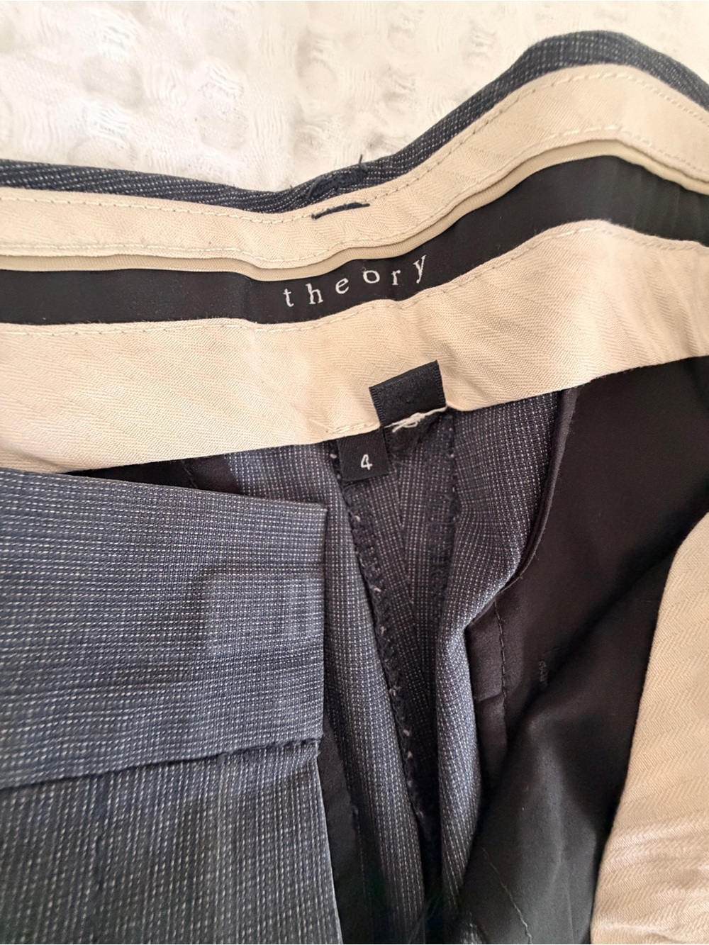 Theory Straight-Leg Pants in Grey/Black - Picture 2 of 3